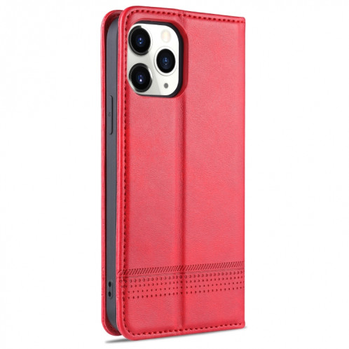 Cas de veau magnétique AZNS Texture horizontale de texture horizontale en cuir avec des machines à sous cartes et portefeuille pour iPhone 13 (rouge) SA102F707-07