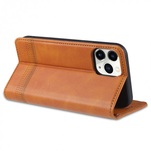 AZNS Magnetic Calf Texture Horizontal Flip Cuir Case avec machines à sous cartes et portefeuille et portefeuille pour iPhone 13 Pro (brun foncé) SA103A350-07