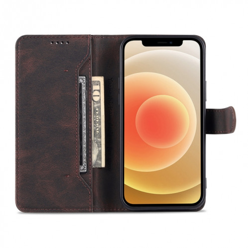 AZNS DREAM DE DÉMER DE DÉVELOPPE DE SECONDURE PEAU PULTURE PU + TPU Horizontal Flip Cuir Coffret avec support & Card Slots & Portefeuille pour iPhone 13 (Café) SA402C972-07