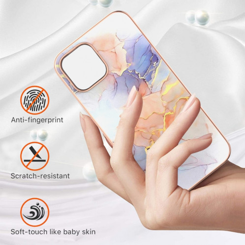 Motif de galvanoplastie IMD TPU Case antichoc pour iPhone 13 PRO (marbre blanc de la voie lactée) SH603C1007-05