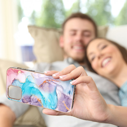 Motif de galvanoplastie IMD TPU Case antichoc pour iPhone 13 Pro (marbre bleu lait bleu) SH603D1376-05