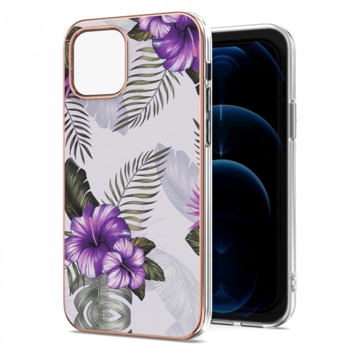 Motif de galvanoplastie IMD TPU Case antichoc pour iPhone 13 Pro (fleur violet) SH603F1990-05