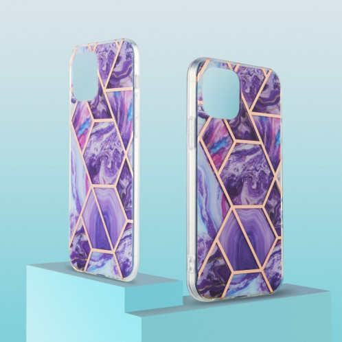 Épissage de galvanoplastie Modèle de fleur de marbre Dual-côté IMD TPU TPU Case antichoc pour iPhone 13 mini (violet foncé) SH601F1573-05
