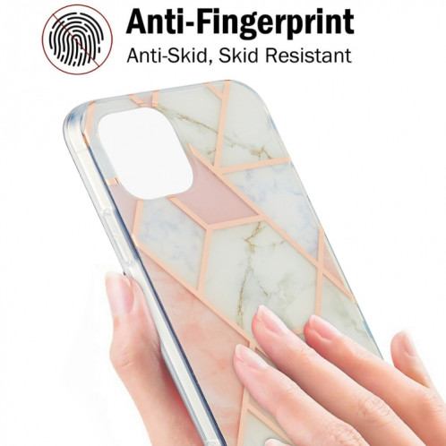 Épisseur de galvanoplastie Motif de fleur de marbre Dual-côté IMD TPU TPU TPU pour iPhone 13 (blanc rose) SH602A1752-05