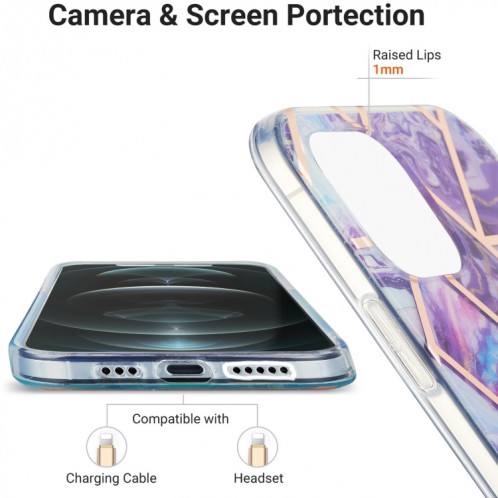 Épissage de galvanoplastie Motif de fleur de marbre Dual-côté IMD TPU TPU TPU pour iPhone 13 (violet foncé) SH602F1280-05