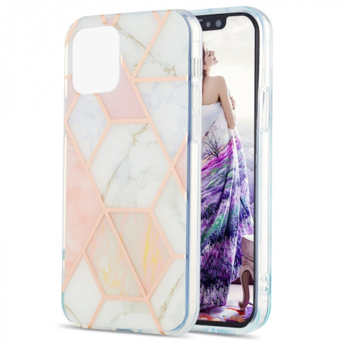 Épissage de galvanoplastie Modèle de fleur de marbre Dual-côté IMD TPU TPU TPU pour iPhone 13 Pro (blanc rose) SH603A1950-05