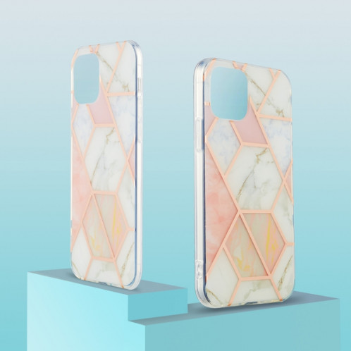Épissage de galvanoplastie Modèle de fleur de marbre Dual-côté IMD TPU TPU TPU pour iPhone 13 Pro (blanc rose) SH603A1950-05