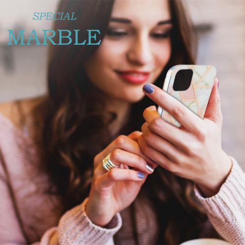 Épissage de galvanoplastie Modèle de fleur de marbre Dual-côté IMD TPU TPU TPU pour iPhone 13 Pro (blanc rose) SH603A1950-05