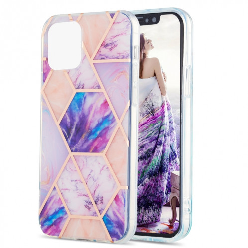 Épisseur de galvanoplastie Motif de fleur de marbre Dual-côté IMD TPU TPU Case antichoc pour iPhone 13 Pro (Violet léger) SH603E1273-05