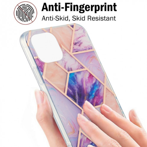 Épisseur de galvanoplastie Motif de fleur de marbre Dual-côté IMD TPU TPU Case antichoc pour iPhone 13 Pro (Violet léger) SH603E1273-05