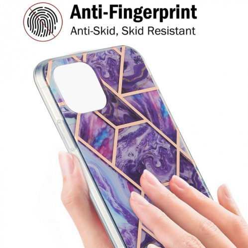 Épisseur de galvanoplastie Modèle de fleur de marbre Dual-côté IMD TPU TPU Case antichoc pour iPhone 13 Pro (violet foncé) SH603F1286-05
