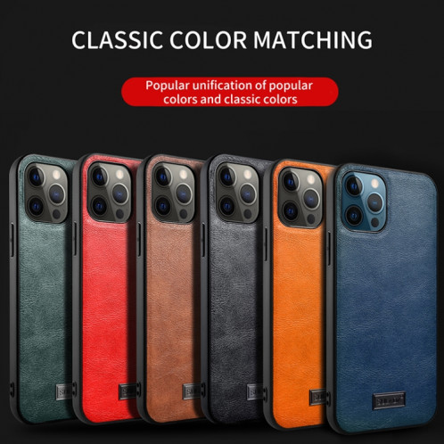 Étui de protection en cuir TPU + Sulada Shockproof pour iPhone 13 Pro (Bleu) SS703E1466-07