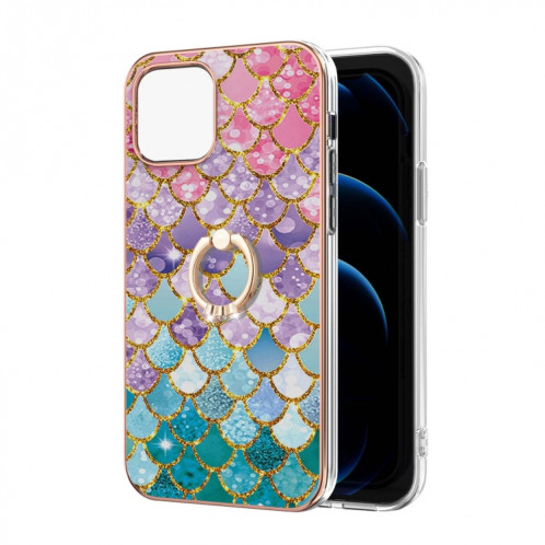 Motif de galvanoplastie IMD TPU Case antichoc avec support d'anneau de strass pour iPhone 13 mini (écailles colorées) SH801B967-04