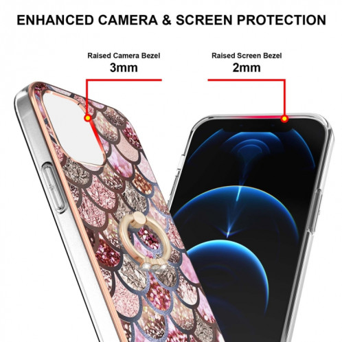 Motif de galvanoplastie IMD TPU Case antichoc avec porte-bague en strass pour iPhone 13 (balances roses) SH802A1588-04
