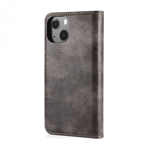 DG.Ming Crazy Horse Texture Tournez en cuir magnétique détachable avec porte-cartes et portefeuille pour iPhone 13 (gris) SD602B1571-07