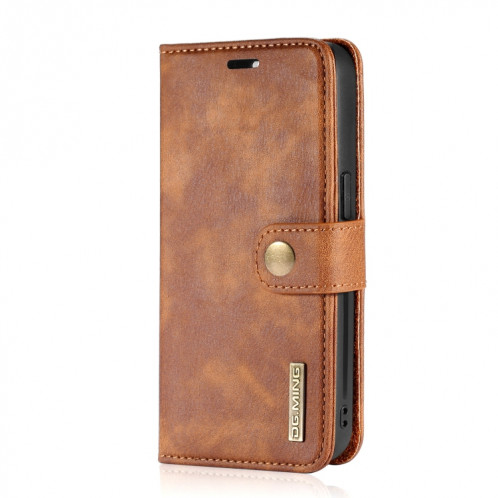 DG.ming Crazy Horse Texture Tournez en cuir magnétique détachable avec porte-carte et portefeuille pour iPhone 13 (Brown) SD602C477-07