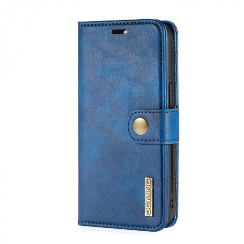 DG.ming Crazy Horse Texture Flip Housse de cuir magnétique détachable avec porte-cartes et portefeuille pour iPhone 13 (bleu) SD602E215-07