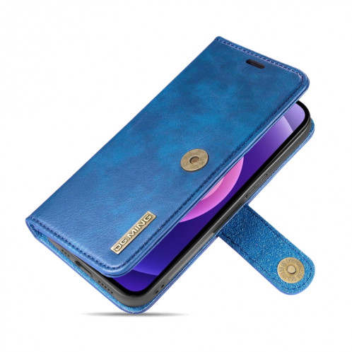 DG.ming Crazy Horse Texture Flip Housse de cuir magnétique détachable avec porte-cartes et portefeuille pour iPhone 13 (bleu) SD602E215-07