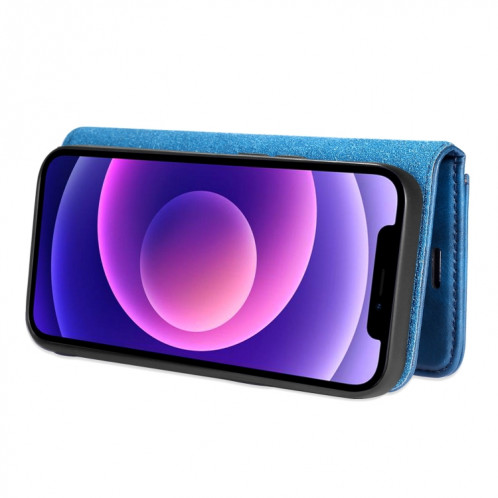 DG.ming Crazy Horse Texture Flip Housse de cuir magnétique détachable avec porte-cartes et portefeuille pour iPhone 13 (bleu) SD602E215-07