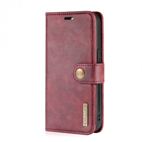 DG.ming Crazy Horse Texture Flip Housse de cuir magnétique détachable avec porte-cartes et portefeuille pour iPhone 13 Pro (rouge) SD603A1672-07