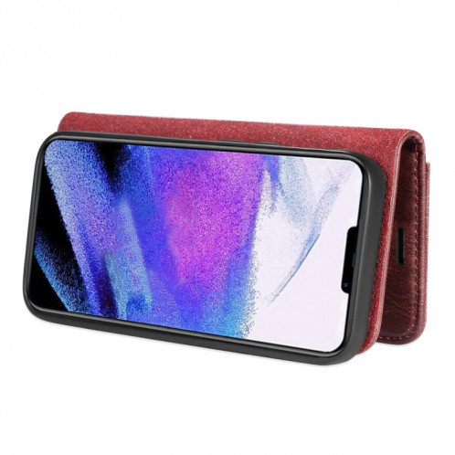DG.ming Crazy Horse Texture Flip Housse de cuir magnétique détachable avec porte-cartes et portefeuille pour iPhone 13 Pro (rouge) SD603A1672-07