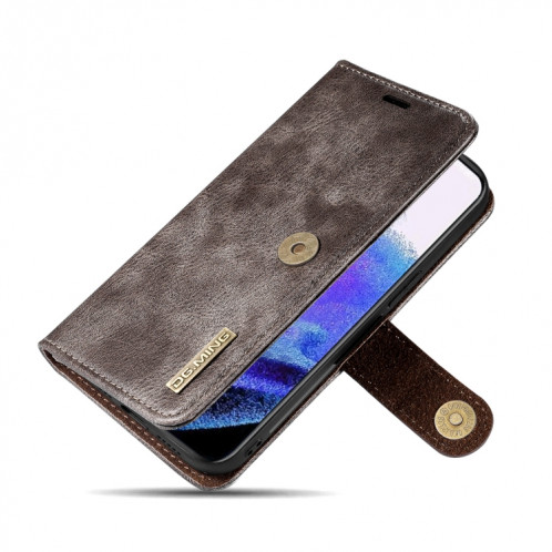 DG.Ming Crazy Horse Texture Tournez en cuir magnétique détachable avec porte-cartes et portefeuille pour iPhone 13 Pro (gris) SD603B1969-07
