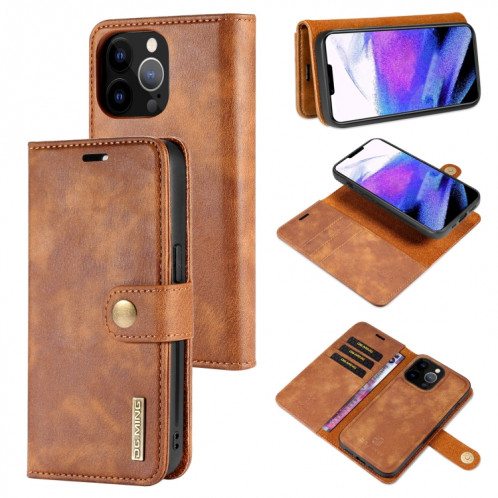 DG.ming Crazy Horse Texture Tournez en cuir magnétique détachable avec porte-cartes et portefeuille pour iPhone 13 PRO (Brown) SD603C605-07