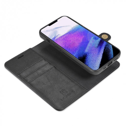 DG.Ming Crazy Horse Texture Tournez en cuir magnétique détachable avec porte-cartes et portefeuille pour iPhone 13 Pro (Noir) SD603D1614-07