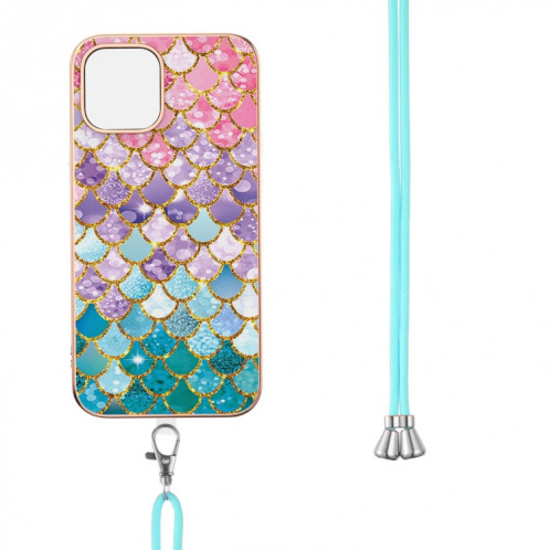 Motif de galvanoplastie IMD TPU Case antichoc avec lanière à col pour iPhone 13 PRO (balances colorées) SH803B577-04