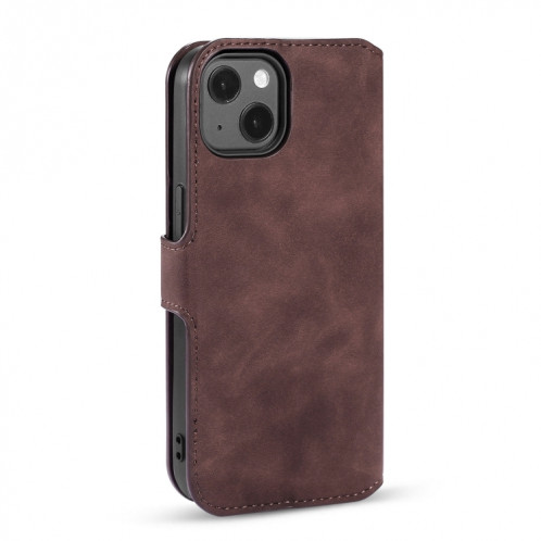 DG. Étui de cuir horizontal horizontal à l'huile rétro avec support et portefeuille pour iPhone 13 (café) SD902F1374-07
