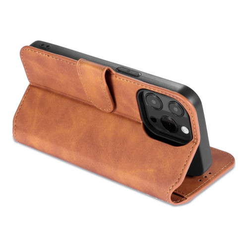 DG. Étui de cuir horizontal de la face de l'huile rétro avec porte-carte et portefeuille pour iPhone 13 Pro (Brown) SD903A1097-07