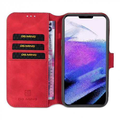 DG. Étui de cuir horizontal horizontal de l'huile rétro avec support et portefeuille pour iPhone 13 Pro (rouge) SD903B1151-07