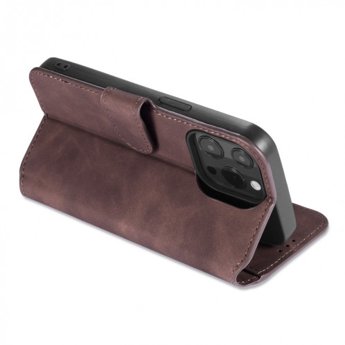 DG. Étui de cuir horizontal de la couche horizontale de l'huile rétro avec porte-cartes et portefeuille pour iPhone 13 Pro (Café) SD903F1845-07