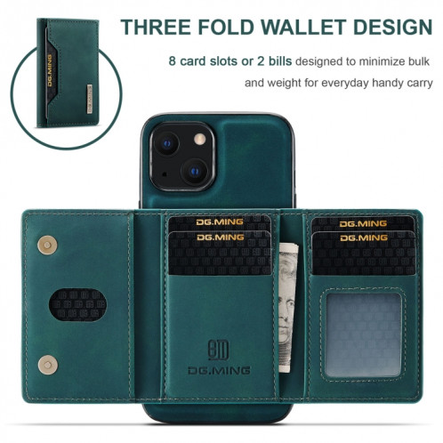 DG.ming M2 Series Sac de carte 3-Fold + Cas antichoc magnétique avec portefeuille et porte-portefeuille pour iPhone 13 (vert) SD302E545-09