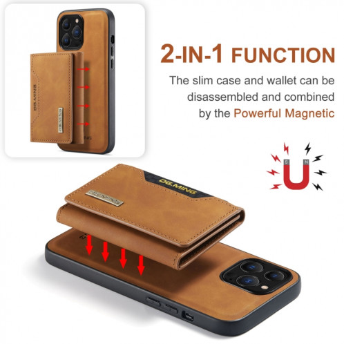 DG.ming M2 Series Sac de cartes à 3 plis + Cas antichoc magnétique avec portefeuille de portefeuille et support pour iPhone 13 PRO (Brown) SD303B1169-09