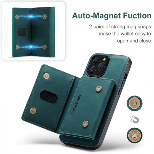 DG.ming M2 Series Sac de cartes à 3 plis + Cas antichoc magnétique avec fonction de portefeuille et porte-support pour iPhone 13 Pro (Vert) SD303E736-09
