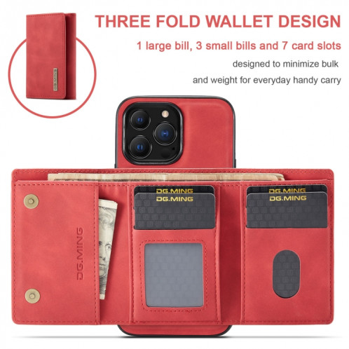 Portefeuille multi-cartes multiples de la série M1 série M1 + Boître antichoc magnétique avec fonction de support pour iPhone 13 Pro (rouge) SD403D790-09
