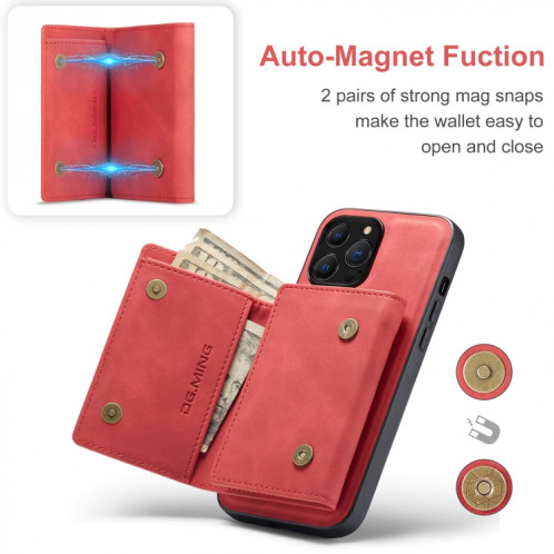 Portefeuille multi-cartes multiples de la série M1 série M1 + Boître antichoc magnétique avec fonction de support pour iPhone 13 Pro (rouge) SD403D790-09