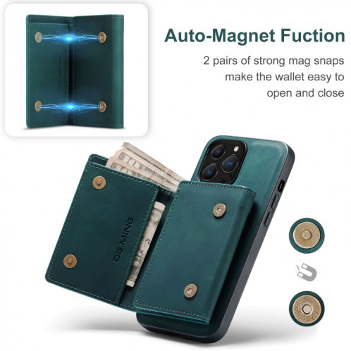 DG.ming M1 Portefeuille multi-cartes de la série M1 + Boître antichoc magnétique avec fonction de support pour iPhone 13 Pro (Vert) SD403E819-09