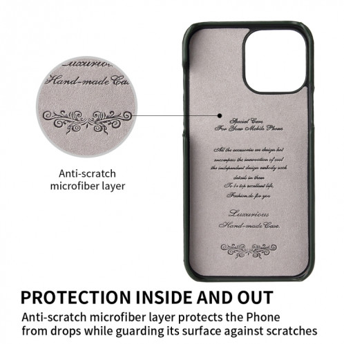 Fierre Shann Oil Texture Texture Véritable Cover Cover Coffre à dos avec support de rotation de 360 ​​degrés et emplacement de carte pour iPhone 13 Pro (Noir) SF703C1904-08