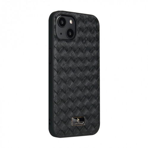 Fierre Shann Cuir Shann Texture Texture Back Cover Cover pour iPhone 13 (Noir tissé) SF301B1082-07