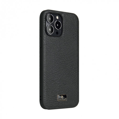 Fierre Shann Coating Texture Texture Back Cover Cover pour iPhone 13 Pro (Cowhide Black) SF303C73-07