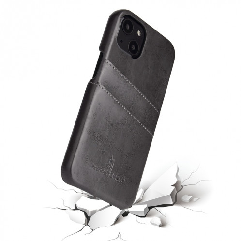 Fierre Shann Retro Wild Oil Texture Case en cuir PU avec machines à sous cartes pour iPhone 13 Pro (gris) SF403E36-06