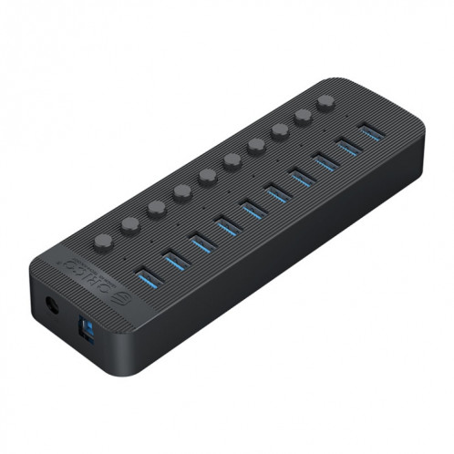 Orico CT2U3-10AB-BK 10 en 1 Hub USB à rayures en plastique avec interrupteurs individuels, (Noir) SO901A1039-09