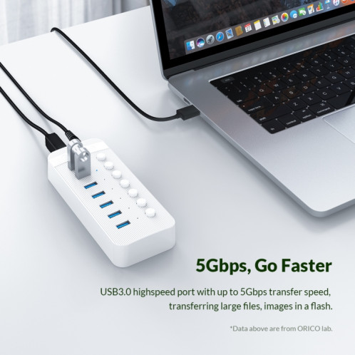 Orico CT2U3-10AB-BK 10 en 1 Hub USB à rayures en plastique avec interrupteurs individuels, (Noir) SO901A1039-09