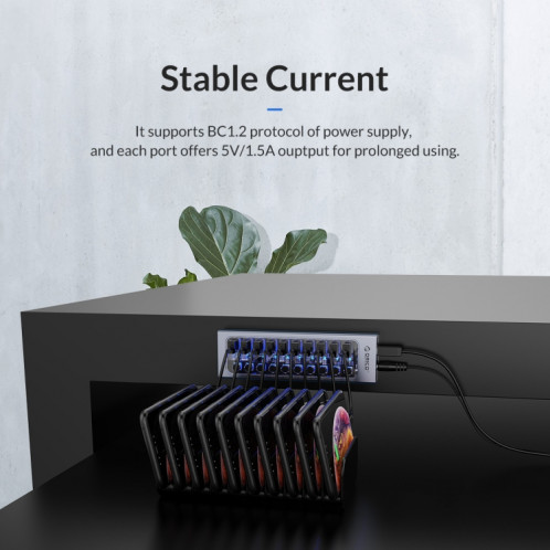 Orico AT2U3-7AB-GY-BP 7 en 1 Hub USB multi-ports en alliage d'aluminium avec interrupteurs individuels, SO7201104-09