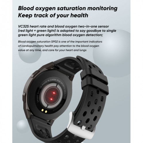 MT68 1.28 pouces IPS écran Bluetooth 5.0 IP67 Wather Watch Smart Watch, Support Moniteur de sommeil / Mode multi-sports / Moniteur de fréquence cardiaque / Surveillance de la pression artérielle (Noir) SH701C1640-09