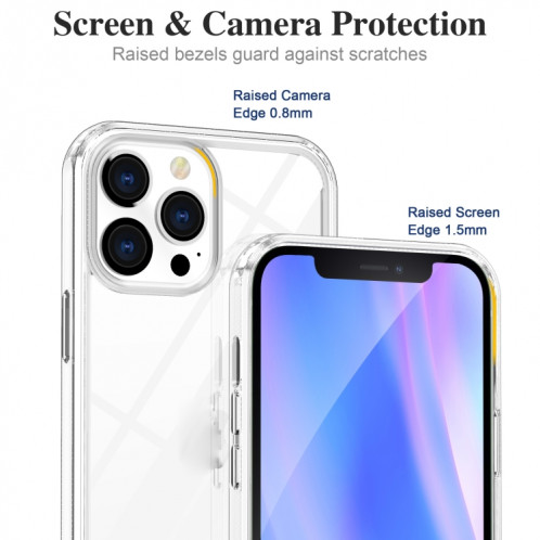 Crystal Clear Clear PC + TPU Cas de protection pour iPhone 13 Pro (Transparent) SH503A1124-08