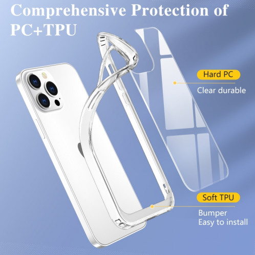 Crystal Clear Clear PC + TPU Cas de protection pour iPhone 13 Pro (Transparent) SH503A1124-08