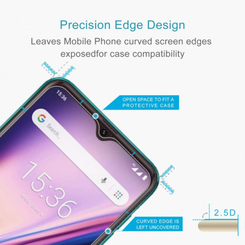 Pour Ulefone NOTE 7T 50 PCS 0.26MM Film de verre trempé de 9h 2.5D SH97121912-07